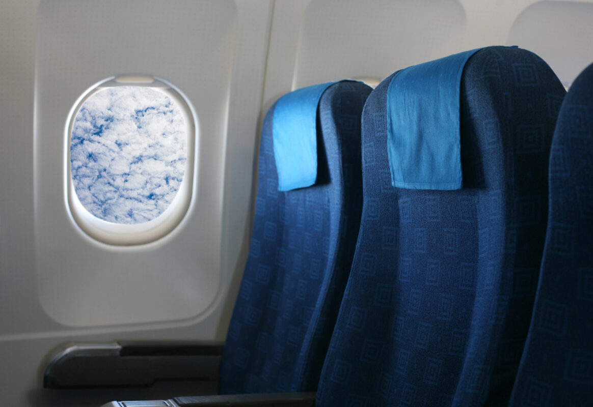 comfortable airplane seat prepared for long-haul travel